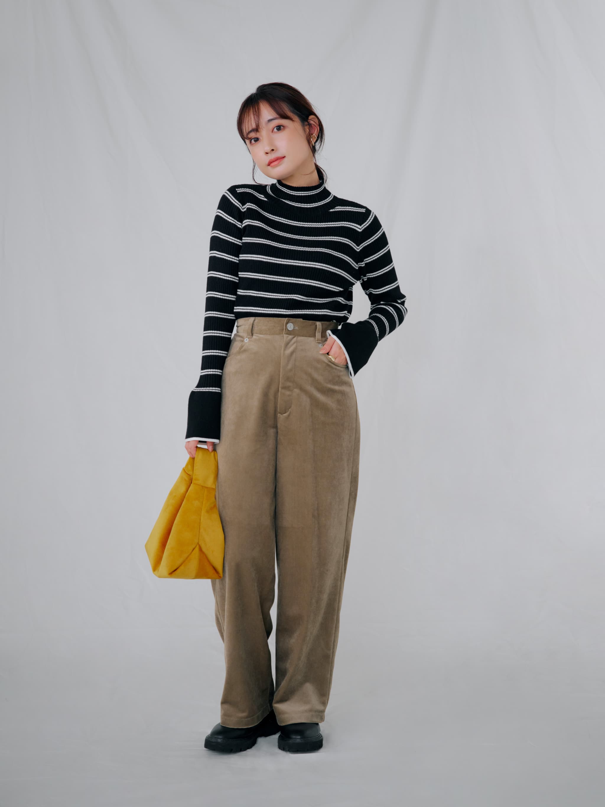 セミワイドストレートコーデュロイパンツ-short & regular | 小柄・低