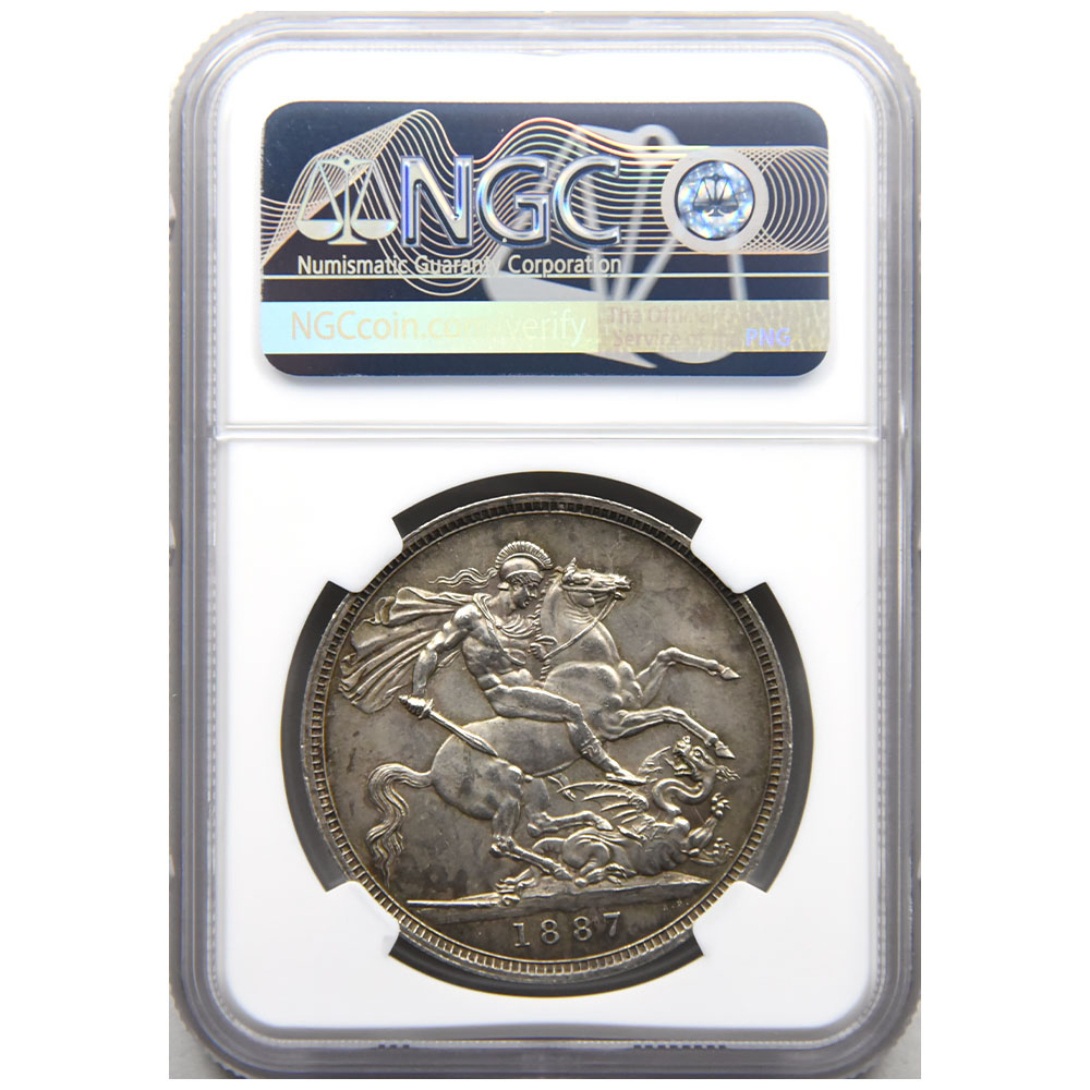 イギリス 1887 ヴィクトリア女王 クラウン 銀貨 NGC MS 64 ジュビリー