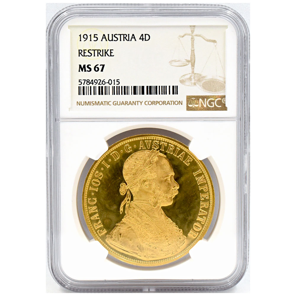 オーストリア 1915 フランツ・ヨーゼフ1世 4ダカット 金貨 NGC MS67