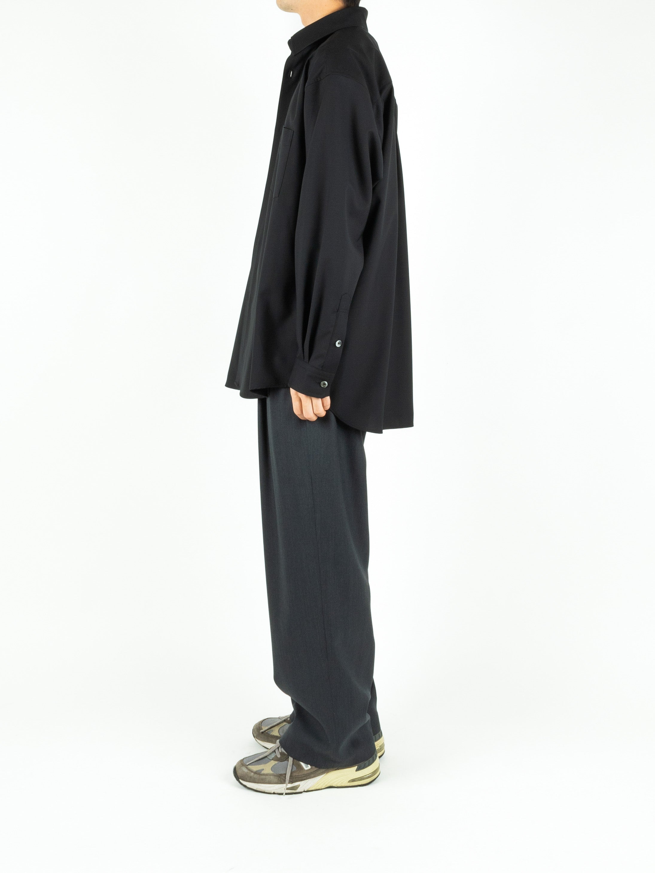 トップス Super180's WORSTED WOOL SHIRTS BLACK Super180's WORSTED