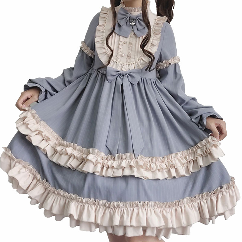 ロリータスカート長袖デイリー ガールドレスティーパーティー シスター