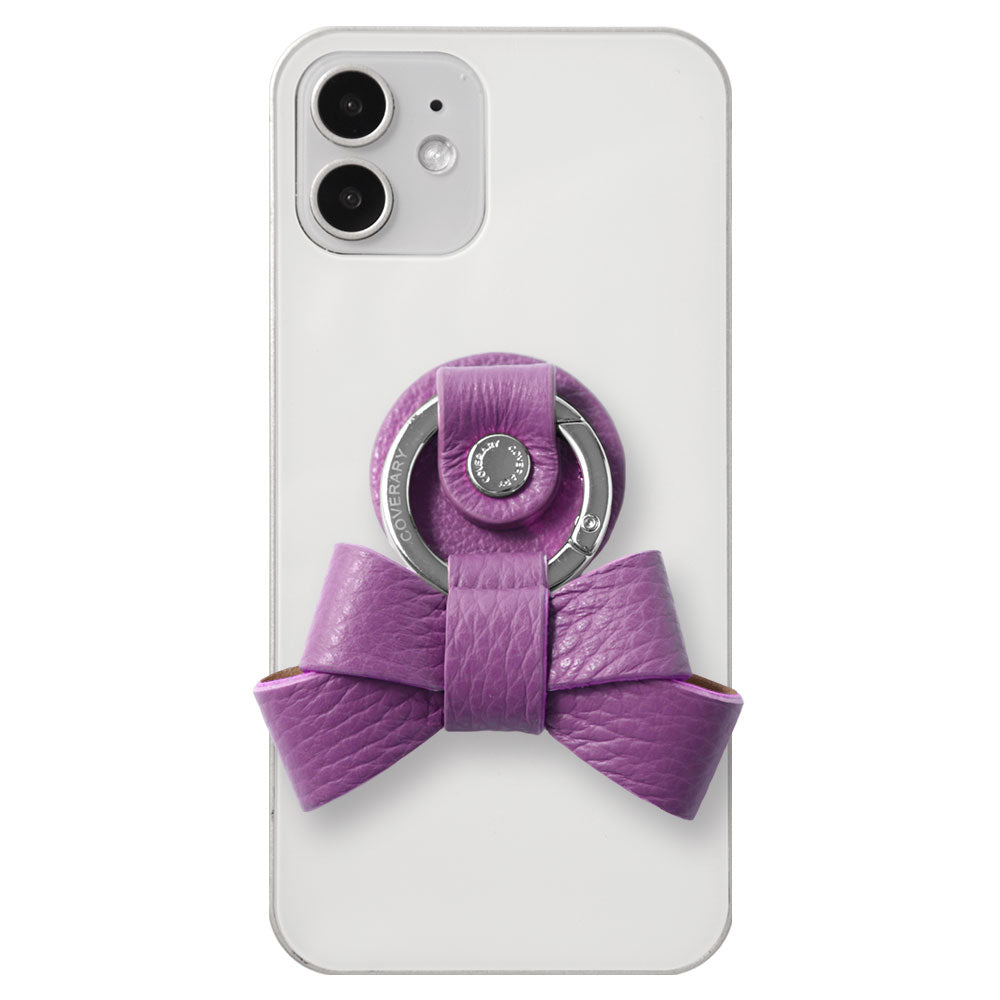 クリアケース 本革 32色 イタリアンシュリンクレザー リボンスマホ