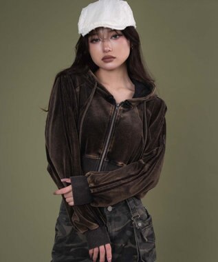 ベロア2ラインジップパーカー / WEGO | ファッション通販 【公式通販
