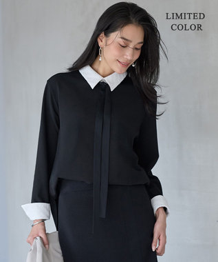 WEB限定カラーあり】マラボーテWジョーゼット ボウタイ付きシャツ