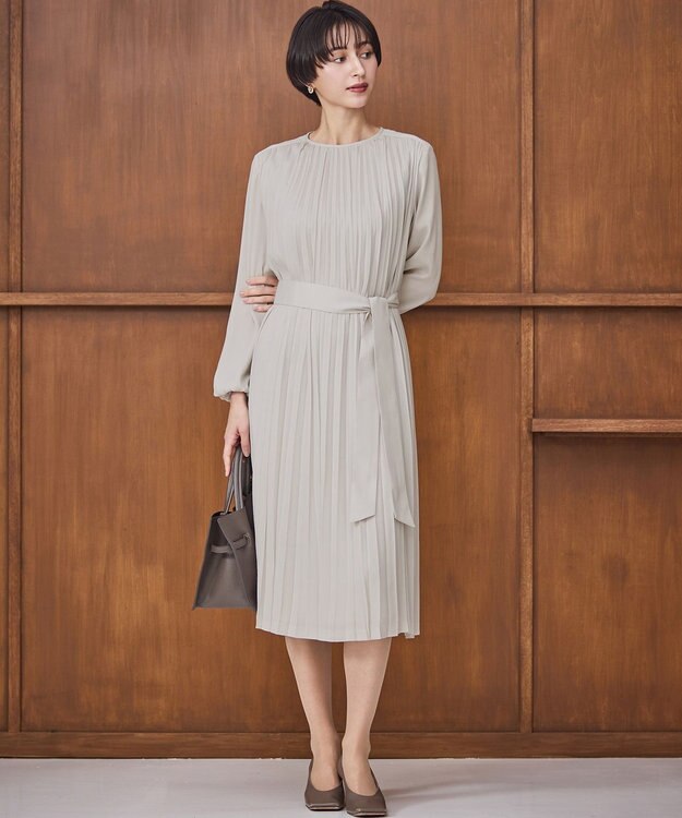 洗える】クリスタルアムンゼン プリーツワンピース / 23区 S