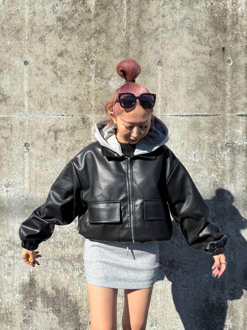 ユニセックスフード付きレザージャケット DPB73196 – CRAMMY