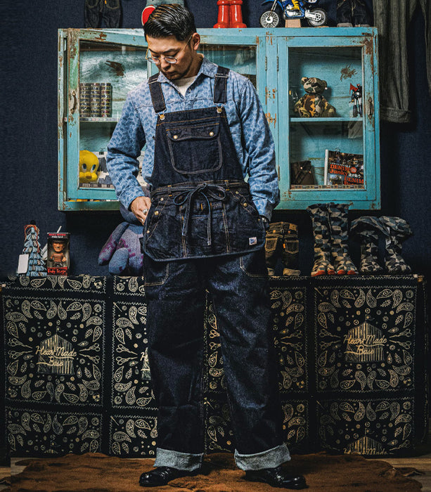 graphzero Utility Overalls 12oz Selvedge Denim Indigo Men's Ladies