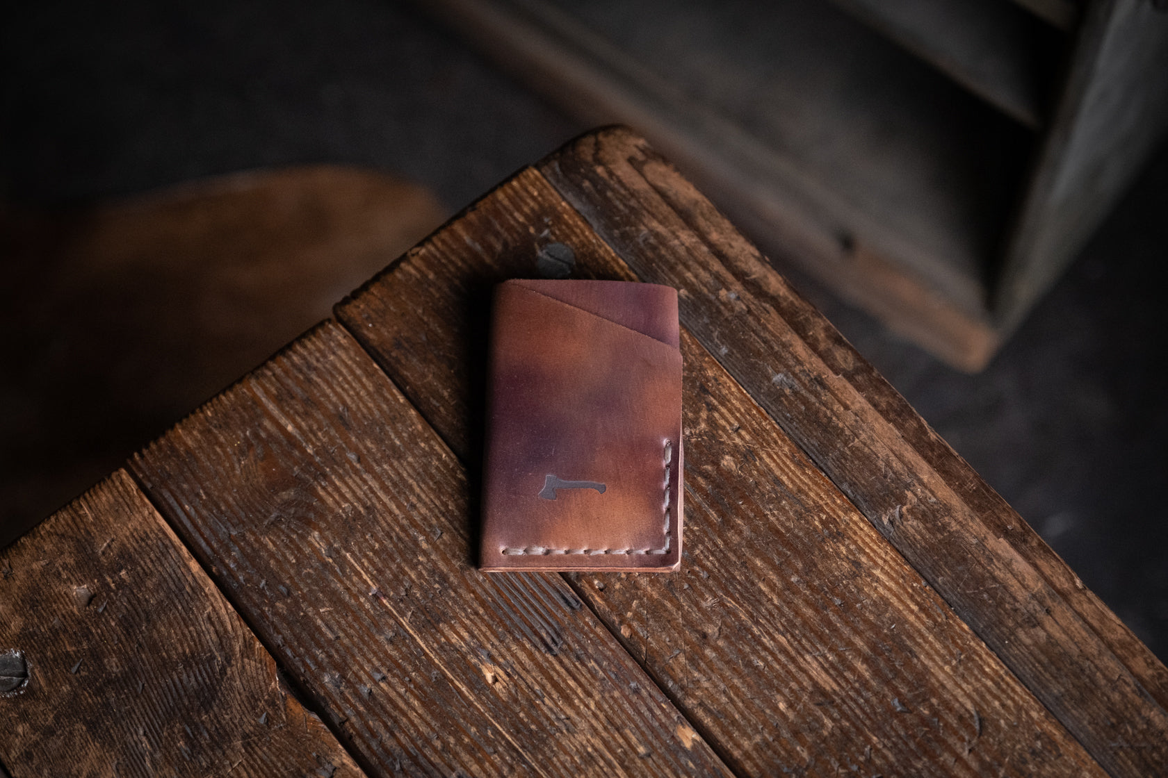 Twobit Wallet in Horween Shell Cordovan, handmade leather card