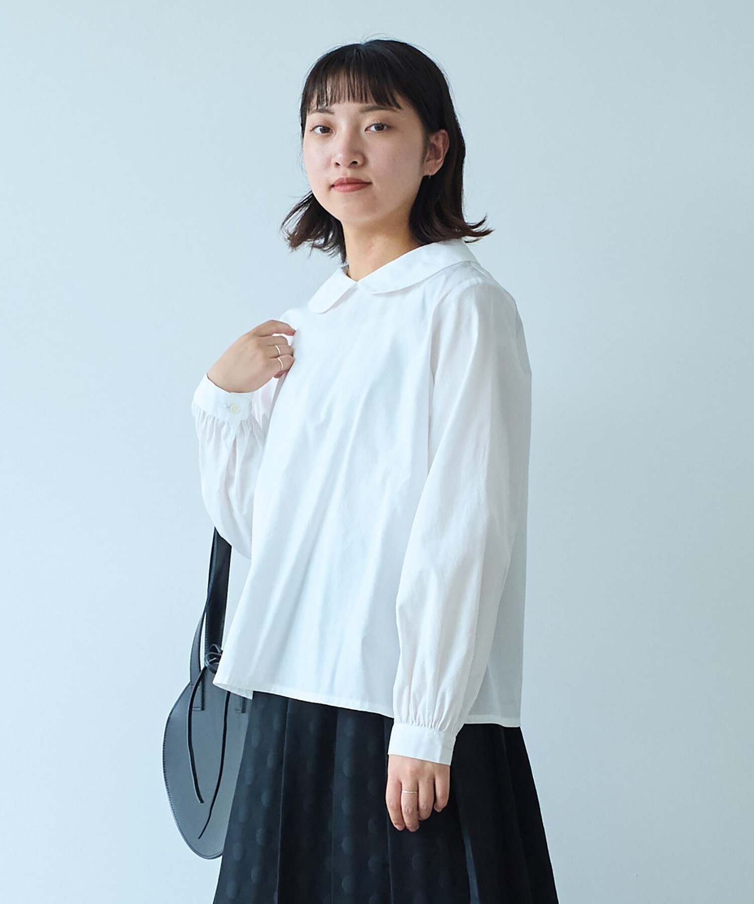 AMBIDEX Store 100/2 ブロード 丸襟ブラウス(F シロ): bulle de savon