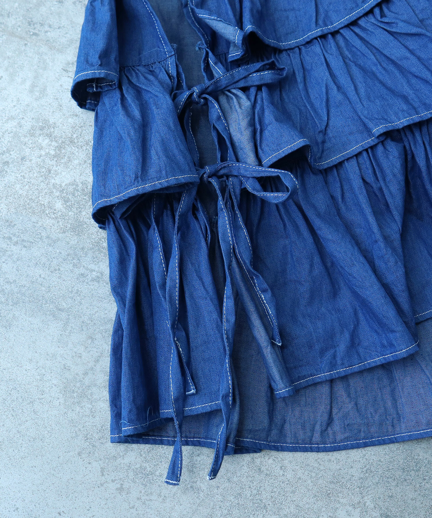 AMBIDEX Store 〇 5.5oz denim furifuri ベスト(F アオ): bulle de savon