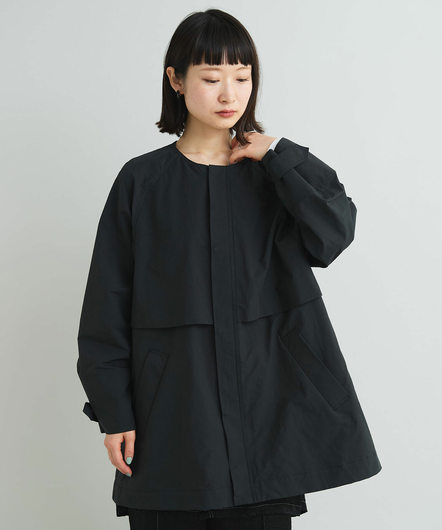 AMBIDEX Store 〇ピーチスキンタフタ ショート コート(F クロ): iki