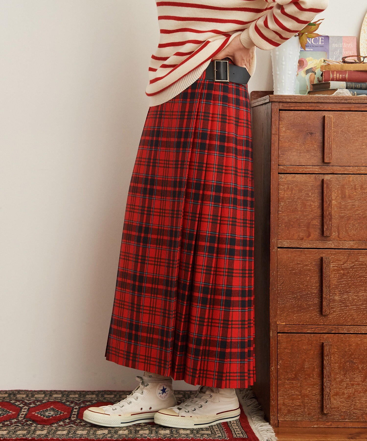 AMBIDEX Store ○タータンチェックキルトスカート(36 アカ): CHILD WOMAN