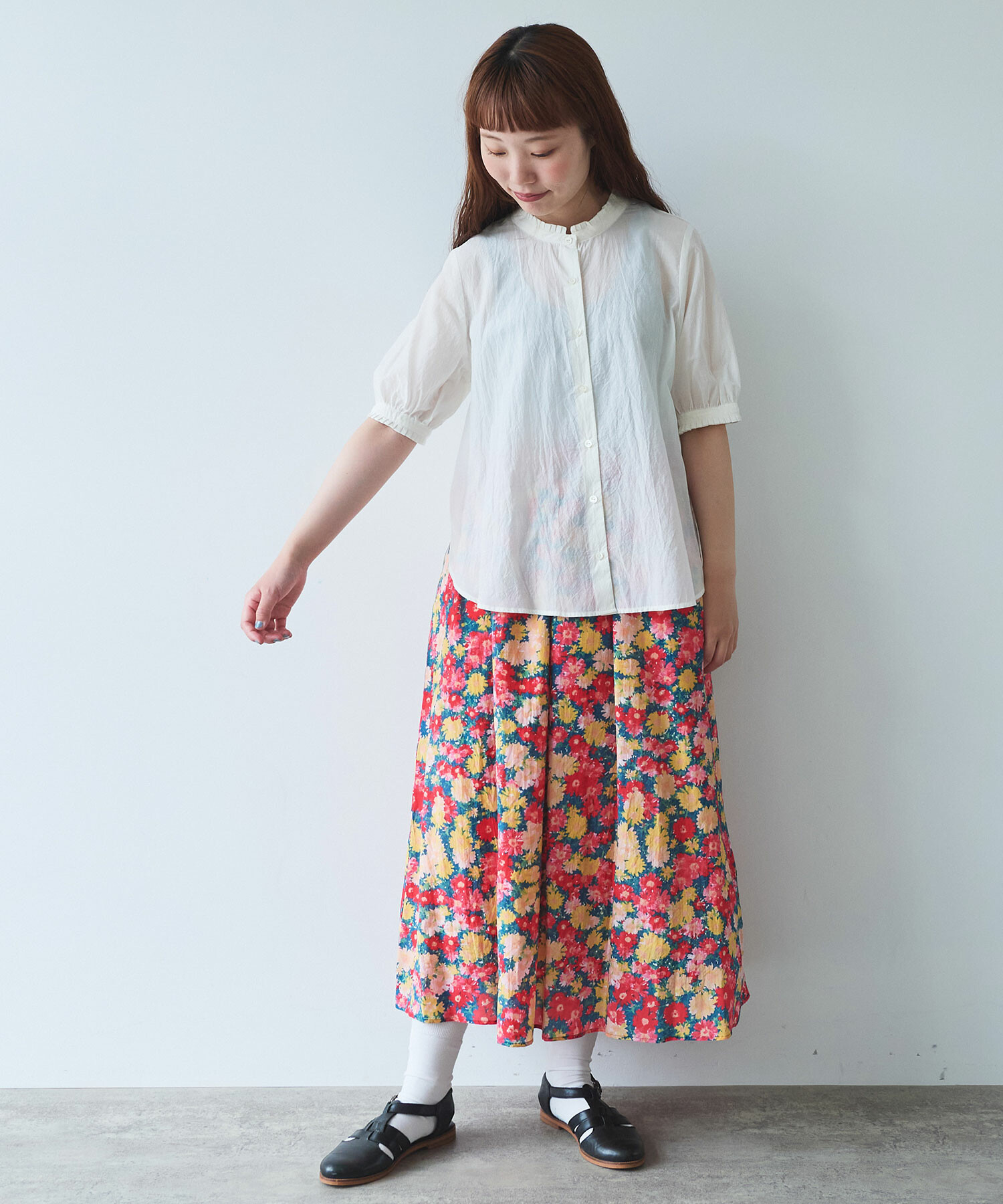 AMBIDEX Store ヒナギクプリント スカート(F アオ): bulle de savon