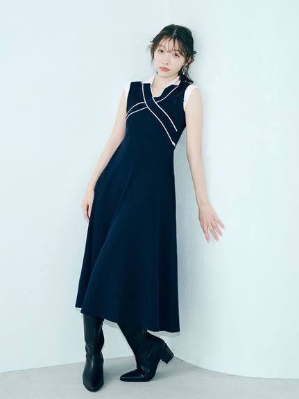 クロスカラーワンピース(マキシ・ロングワンピース)｜ワンピース｜LILY