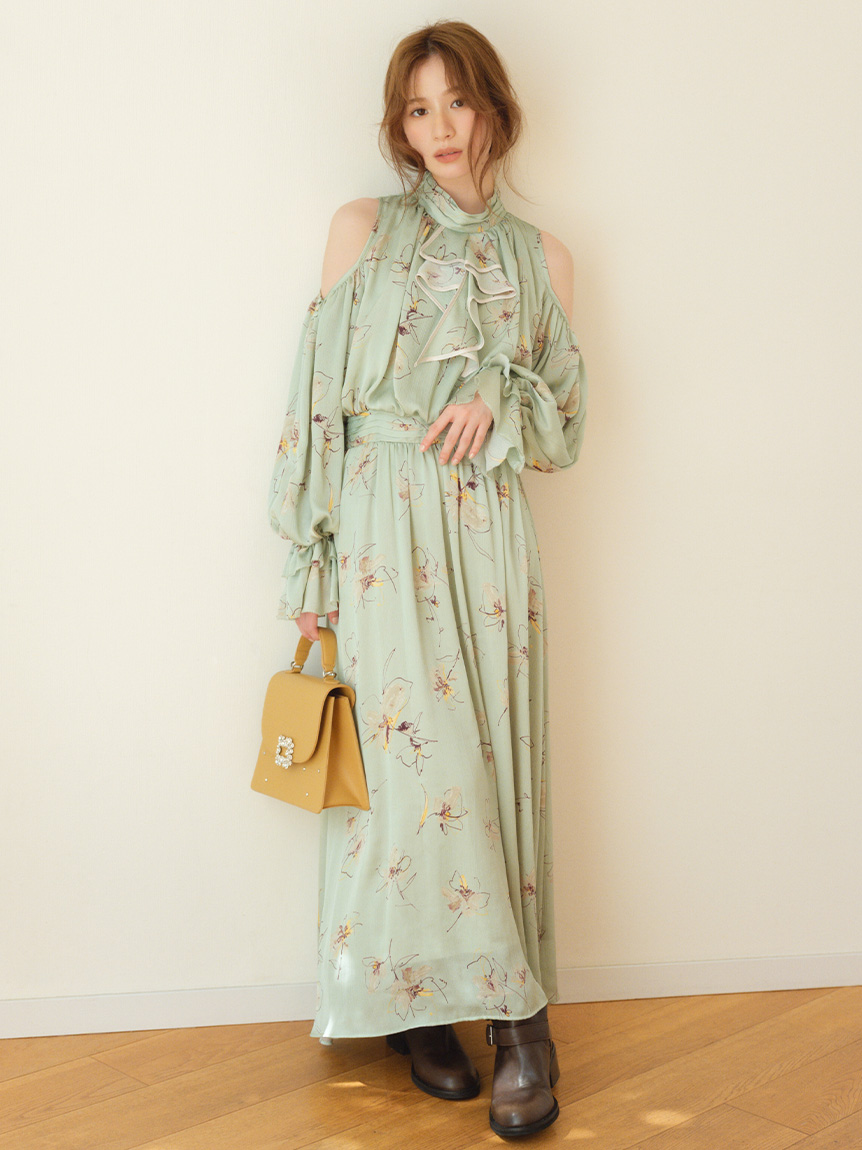 ショルダーオープンワンピース(マキシ・ロングワンピース)｜ワンピース