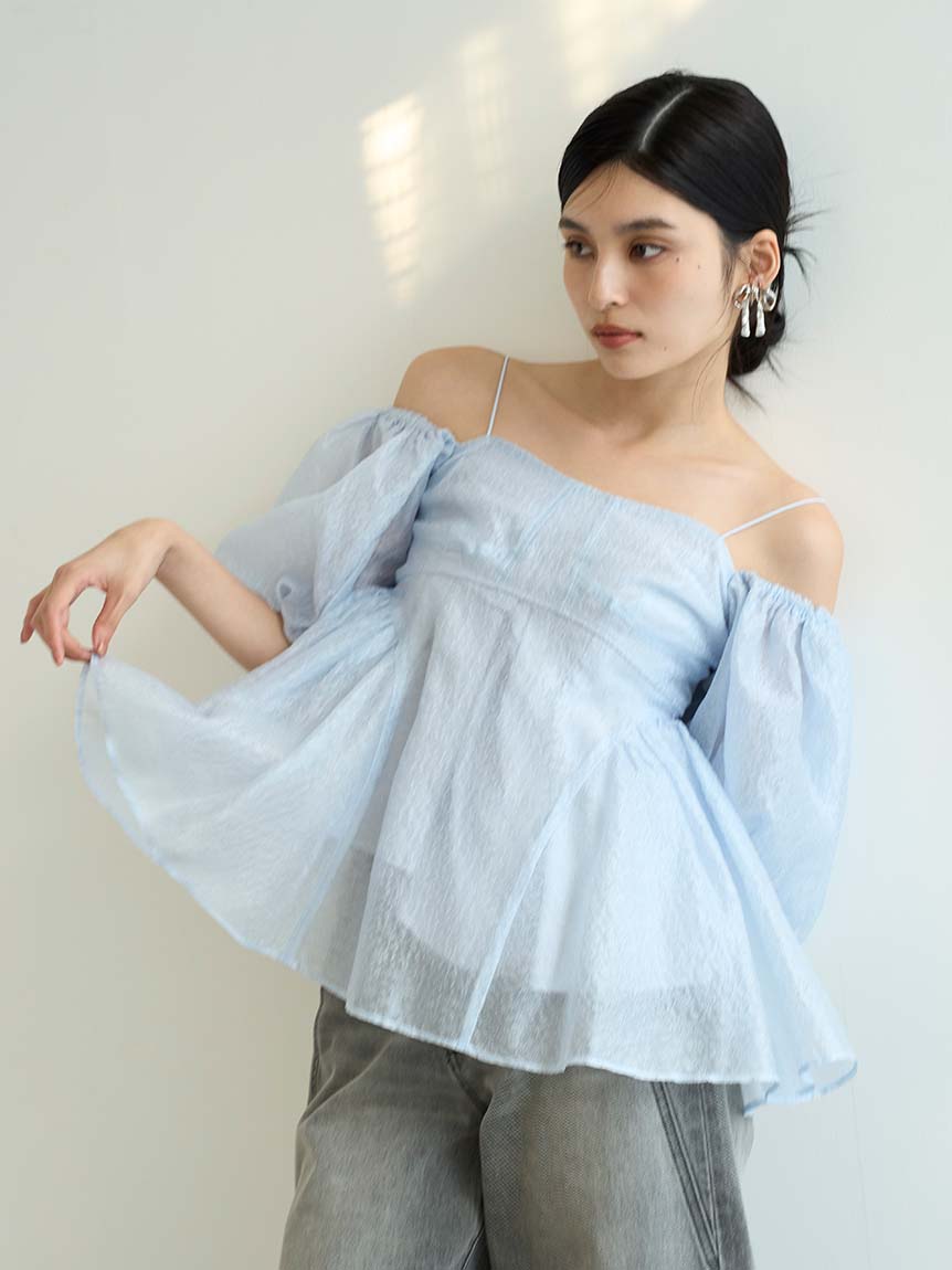 WEB限定カラー】3wayシアージャガードペプラムブラウス(ビスチェ