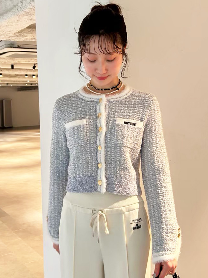 LILY BROWN×MARY QUANT】デイジー釦ツイードニットジャケット(ノー