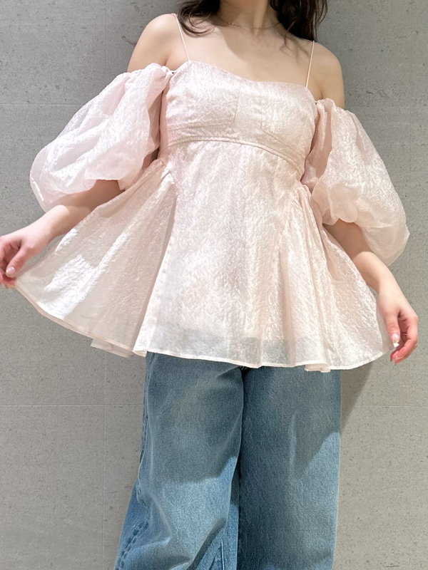 WEB限定カラー】3wayシアージャガードペプラムブラウス(ビスチェ