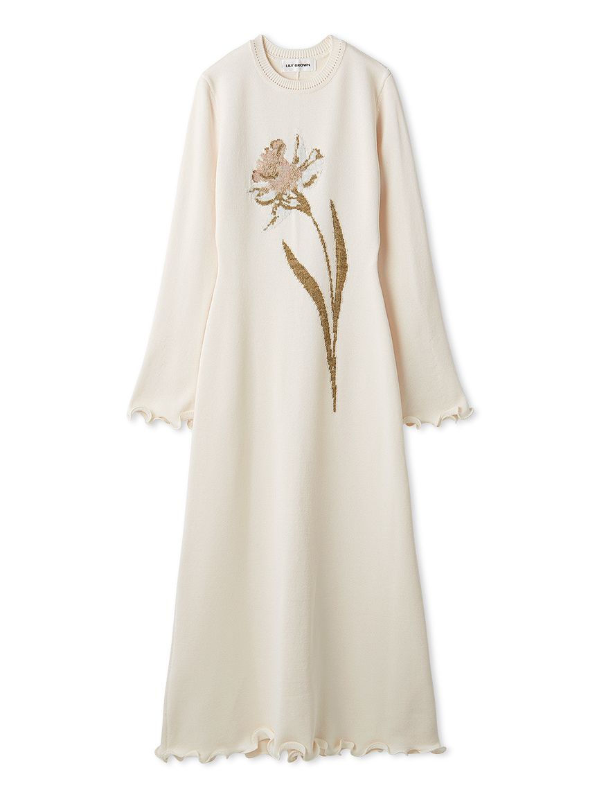 スイセンモチーフニットワンピース(ニットワンピース)｜ワンピース