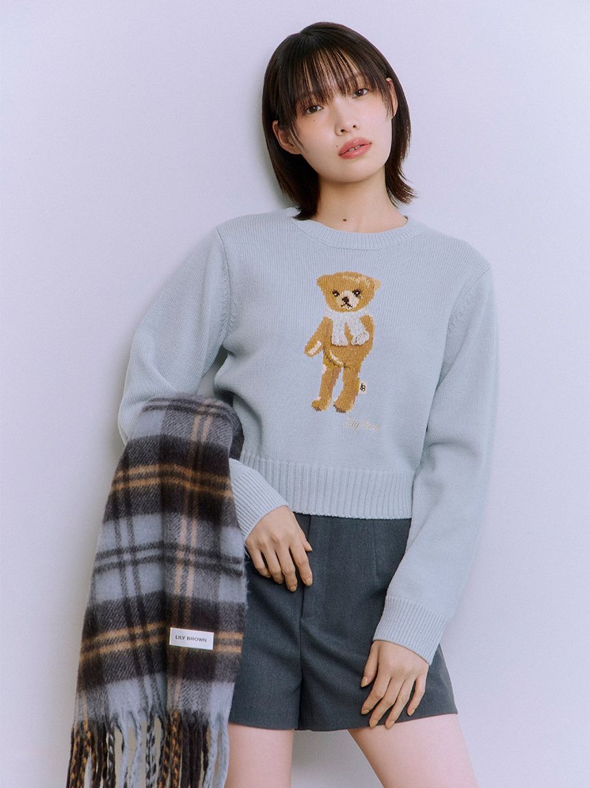 WEB・一部店舗限定カラー】Lily Bearフリンジマフラーニットトップス