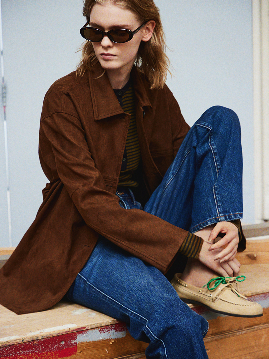 ステンカラーリサイクスウェードライクブルゾン(ブルゾン)｜アウター