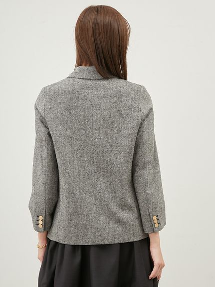 金釦ダブルブレストツイードブレザー(テーラードジャケット)｜アウター