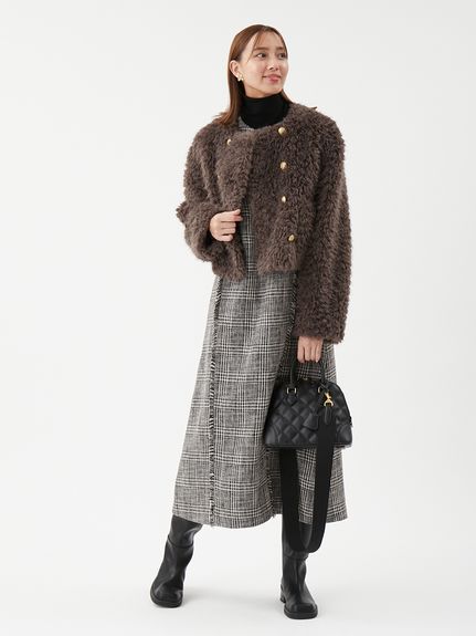 金釦フェイクファー短丈ジャケット(ジャケット)｜アウター｜Mila Owen