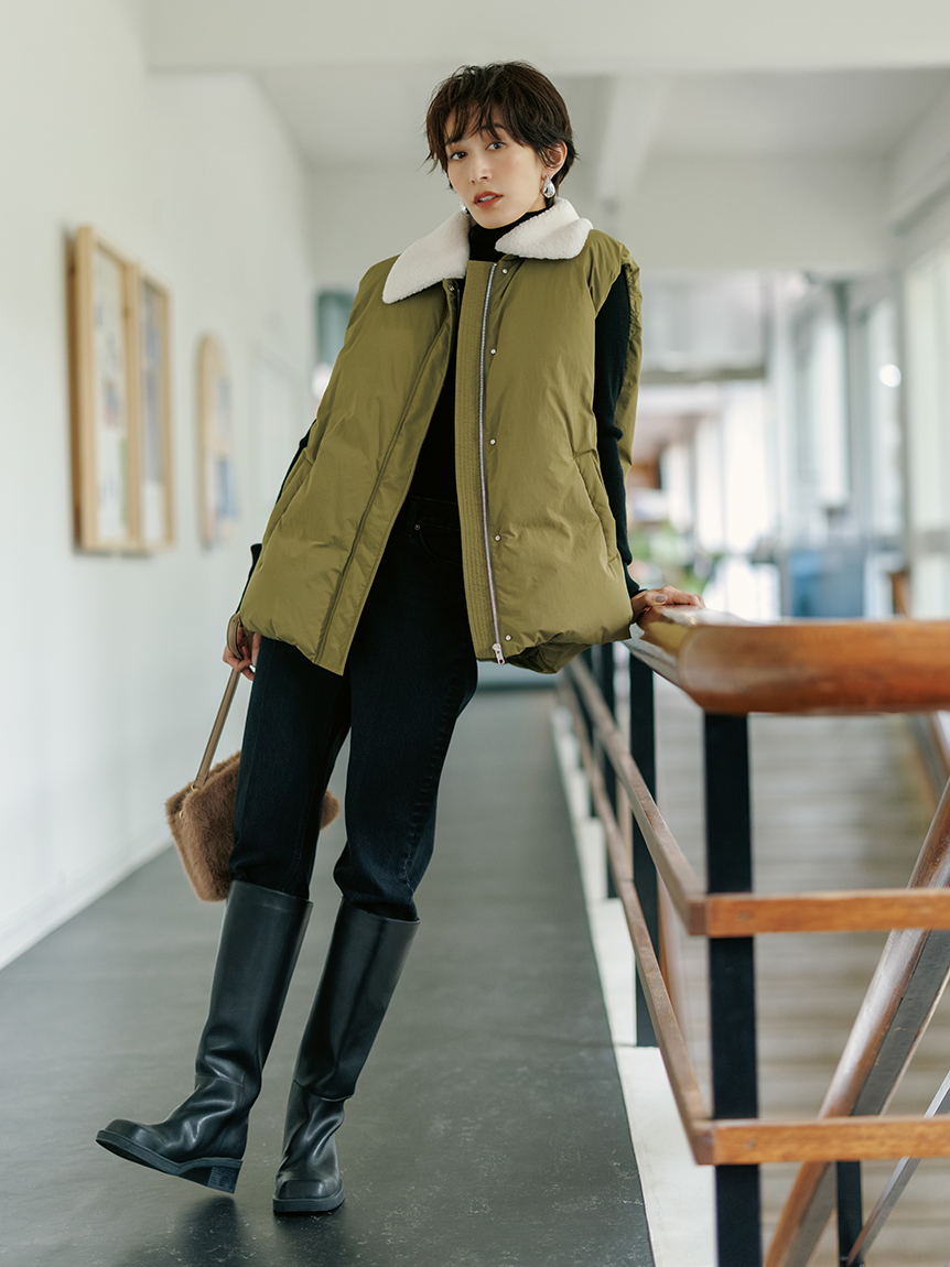 ボア衿リサイクルダウンベスト(ベスト)｜アウター｜Mila Owen（ミラ