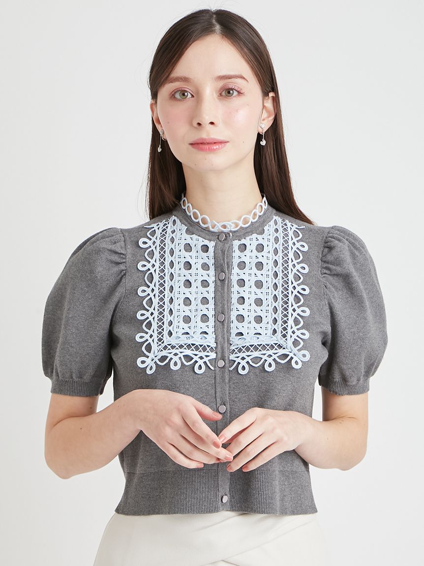 洗える】ビブヨークレースカーディガン(カーディガン)｜TOPS（トップス