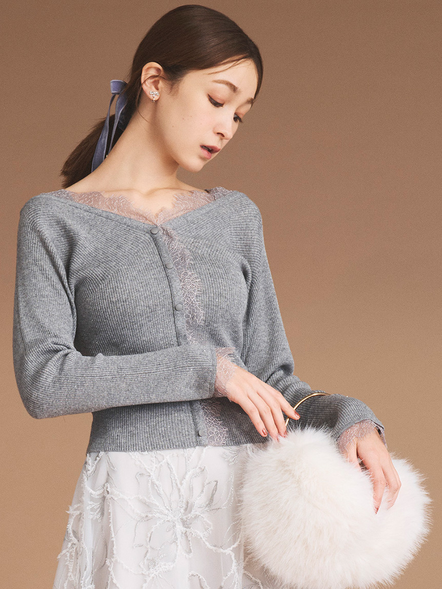 レーストリムニットプルオーバー(ニットプルオーバー)｜TOPS（トップス