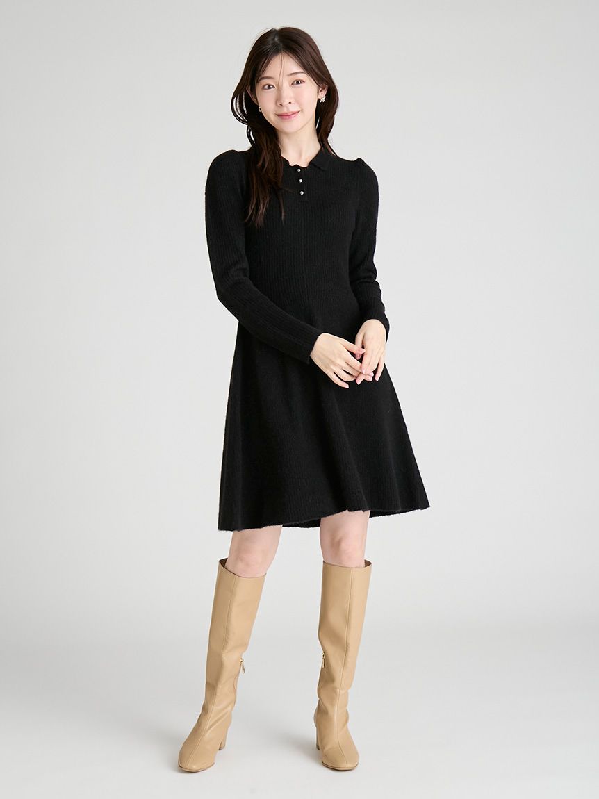 襟付きミニニットワンピース(デイリーワンピース)｜DRESS（ドレス