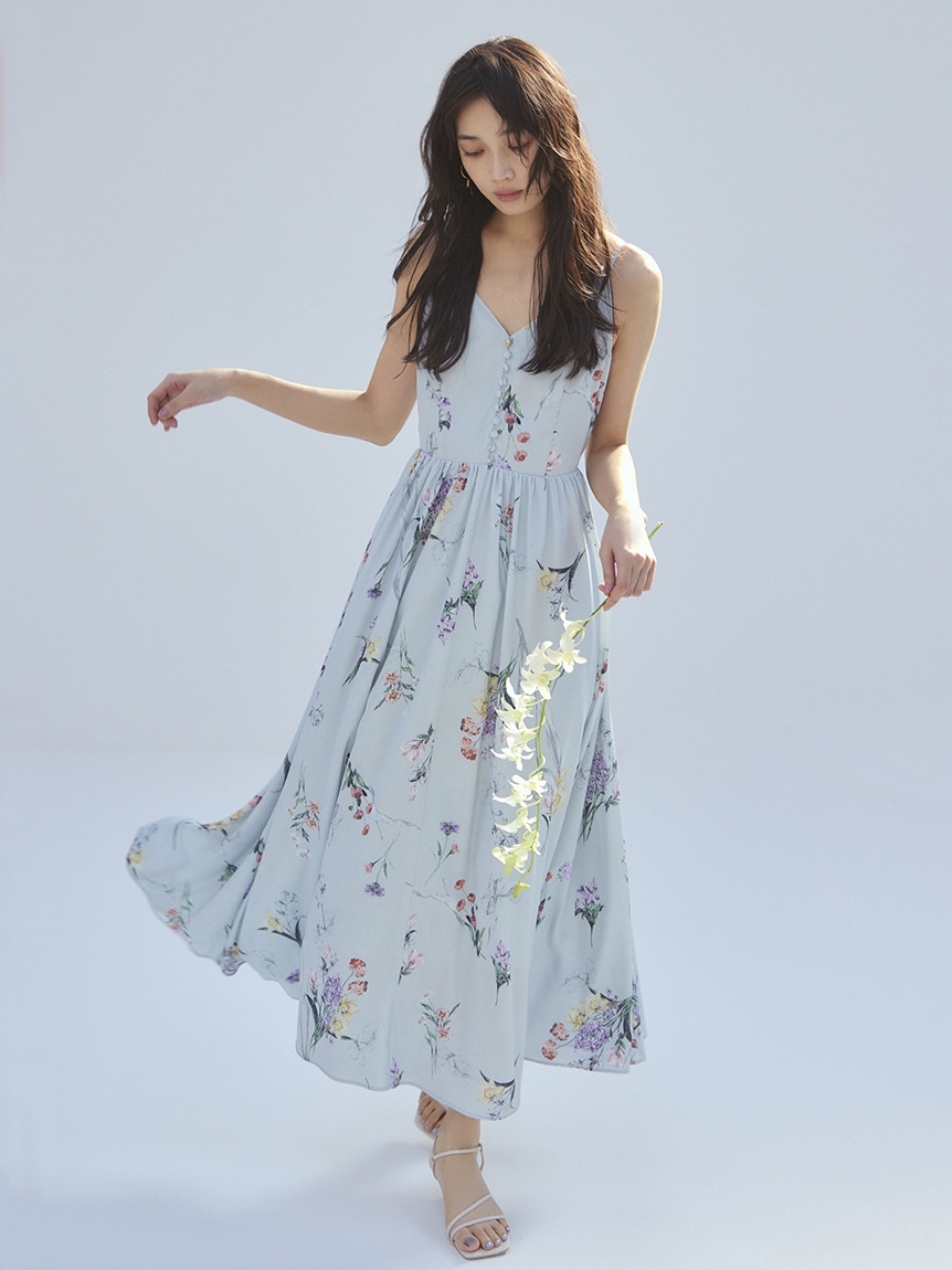 ボタニカルプリントキャミソールワンピース(マキシ・ロングワンピース
