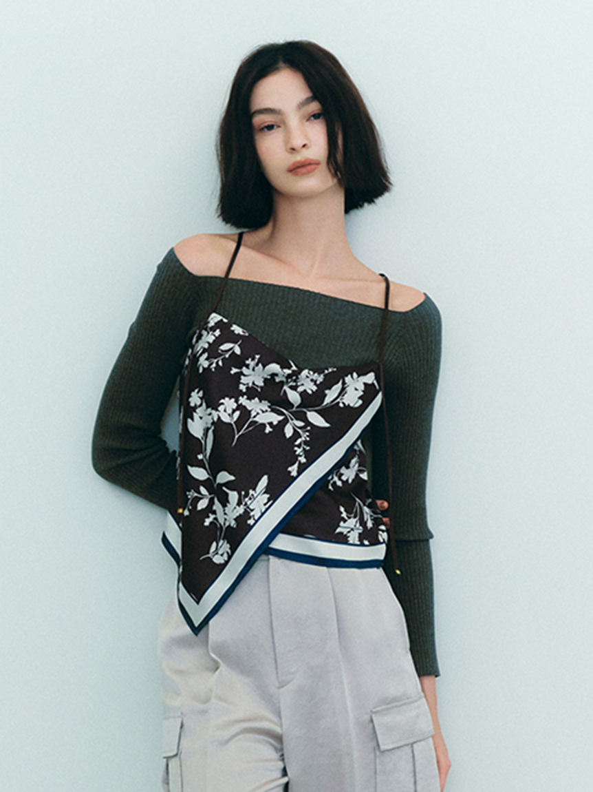 スカーフプリントキャミソール／ウォッシャブル(キャミソール