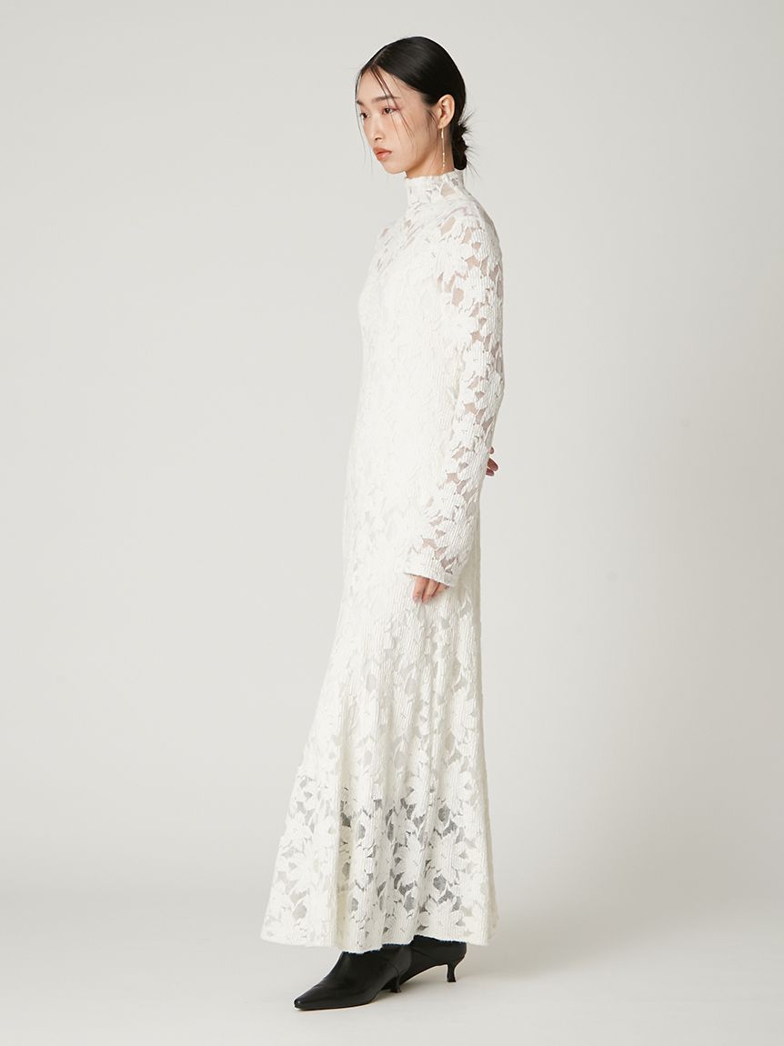 フラワーストレッチレースワンピース(マキシ・ロングワンピース
