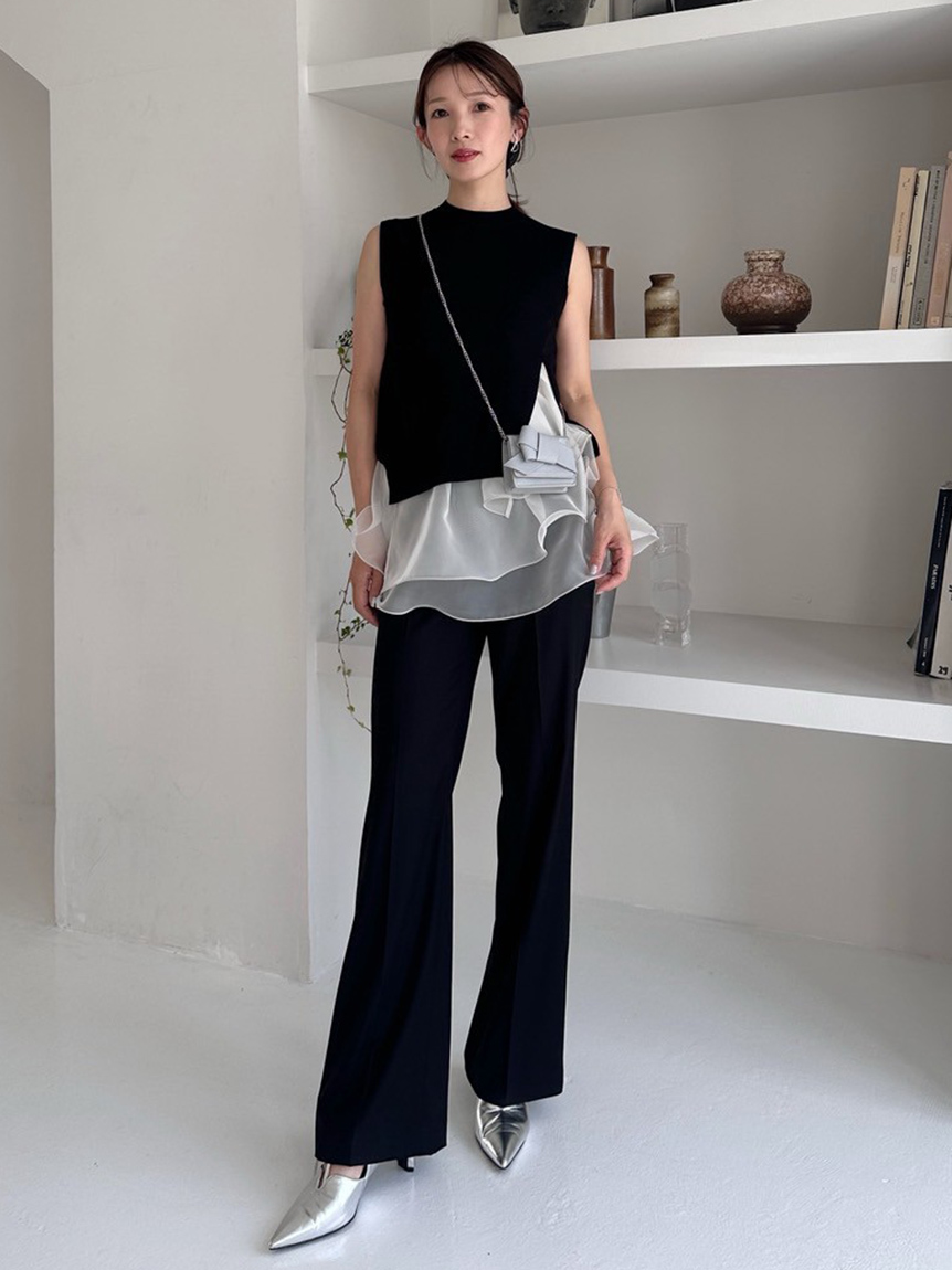 WEB限定カラー】ラッフルフリルレイヤーニット(ニット)｜トップス