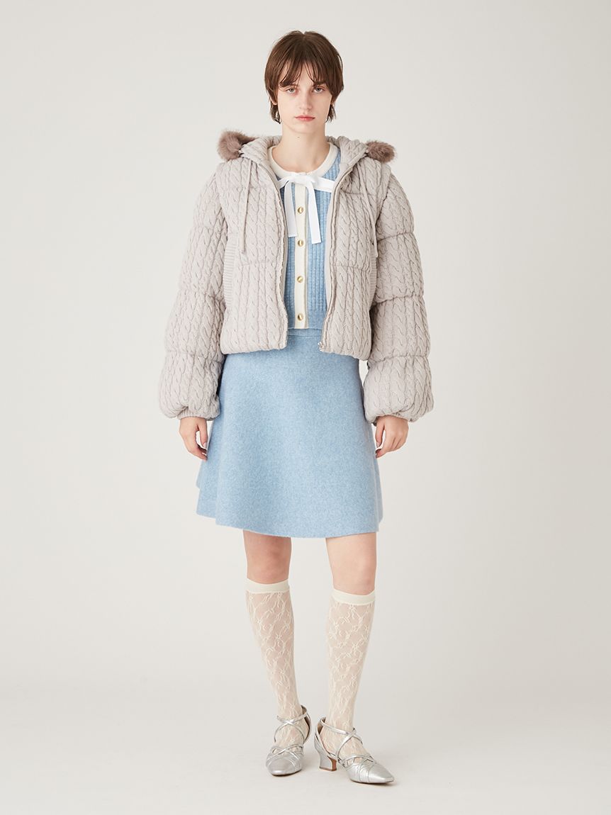 WEB・一部店舗限定カラー】ボウタイトリムニットセットアップ