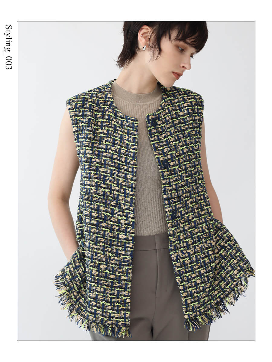 Whim Gazette LINTON ツイード ジレ CHANEL生地 高級 Whim Gazette