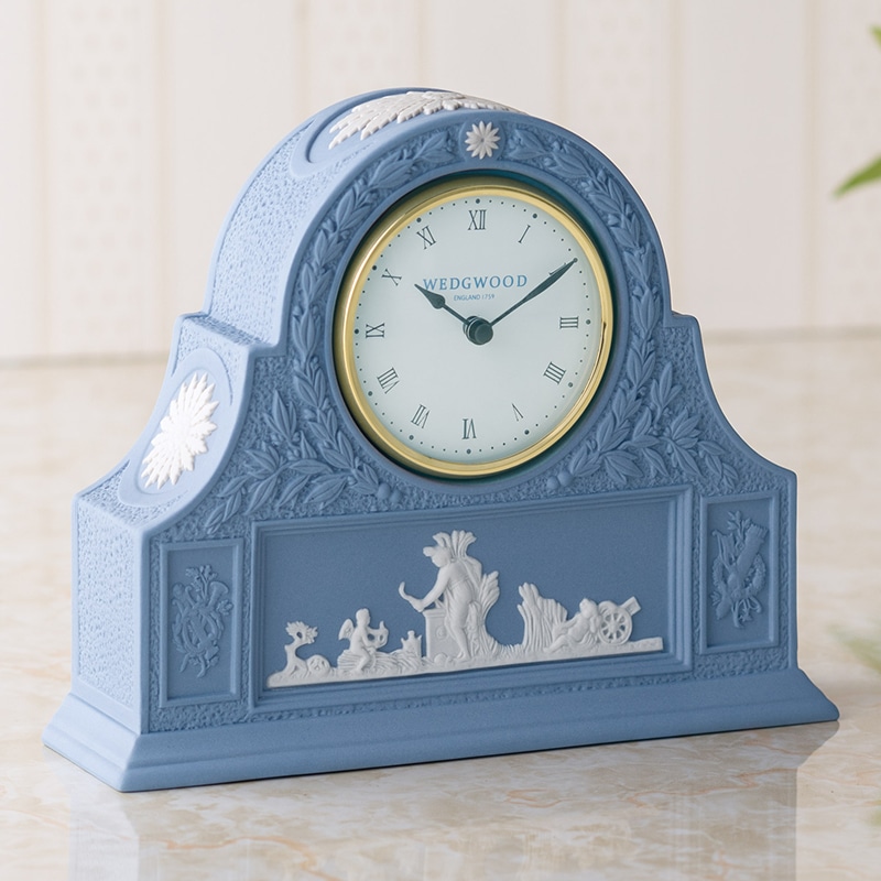 箱付き ウェッジウッド 置時計 ペールマントルクロック ブルー no.177