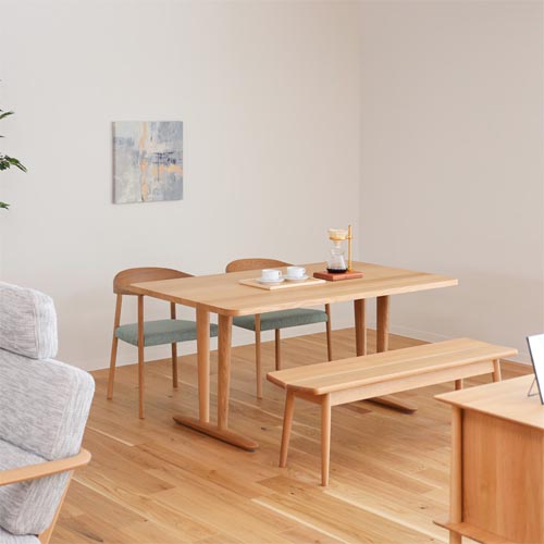 飛騨家具 HIDA 飛騨産業 Jin Dining 侭ダイニング 角丸形天板 V脚 国産