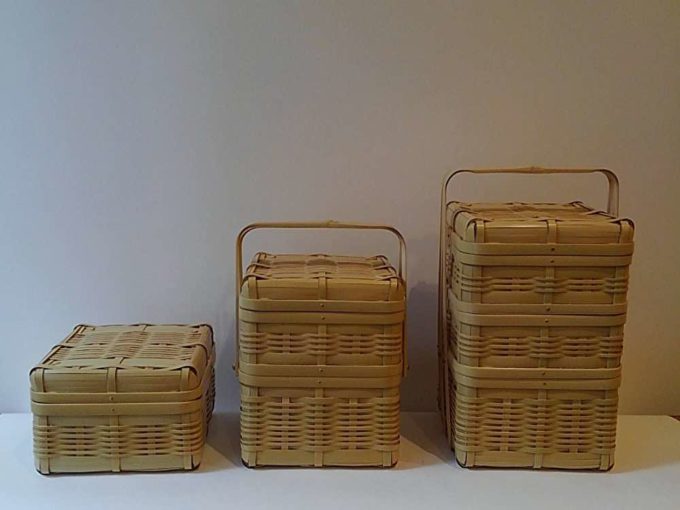おしろ角物店 竹製 蓋付きバスケット（マスクケース） おしろ角物