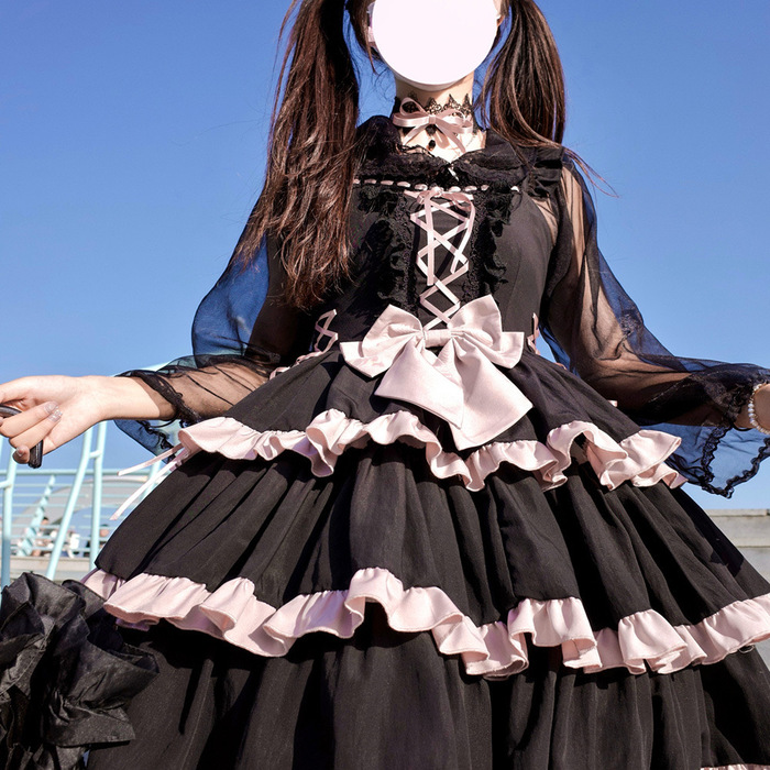 Angelic ブラックフリルロリータワンピースMetamorph angelic pretty