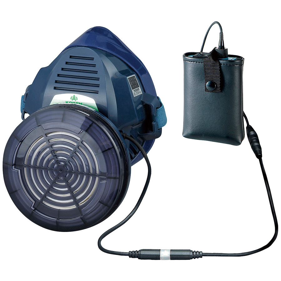 防塵マスク フルフェイス 青 電源ユニット付き バッテリー無し ぽとふ