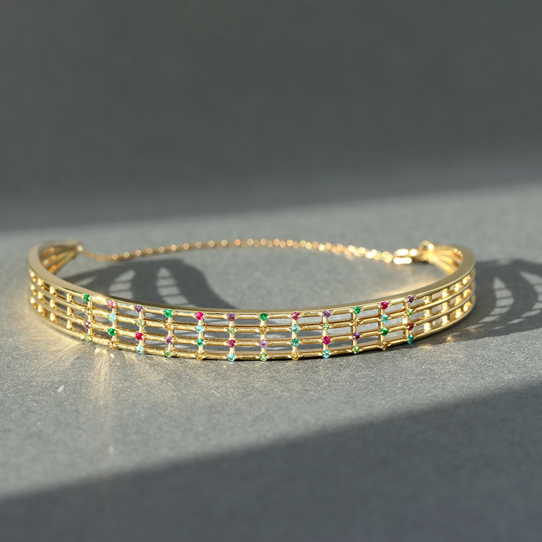 ビズー公式】マルチカラージュエル K18/K10バングル・エマドット| 希少