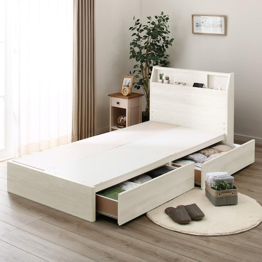 引取限定価格 ニトリ ベッドフレーム シングル アザン3 収納 d4597 ニトリ（NITORI） ベッド シングルベッドフレーム(アザン3 浅型/GY