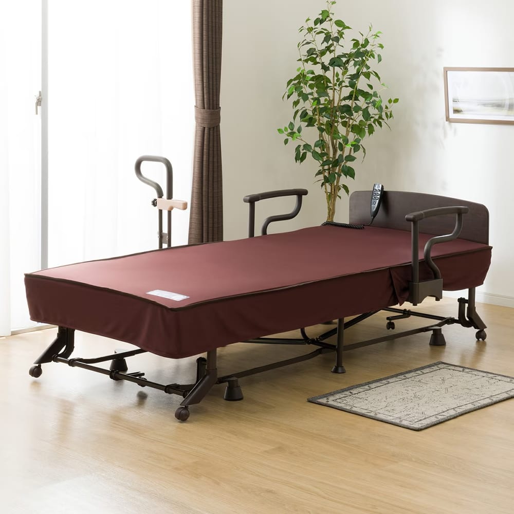 収納式リクライニングベッド セミダブル ブラウン 03459 収納式リクライニングベッド(14段階) ブラウン セミダブル 1台