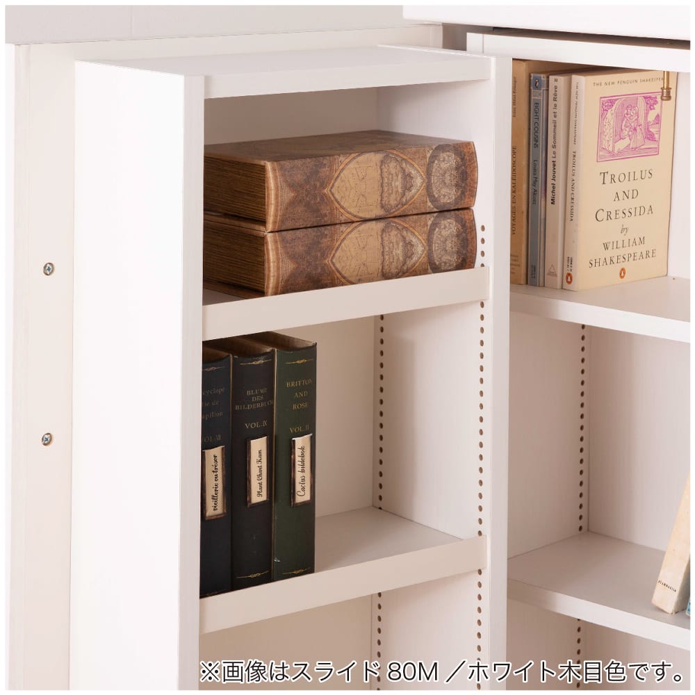 大容量・扉裏収納付きスライド本棚 NEWプラス スライド80M