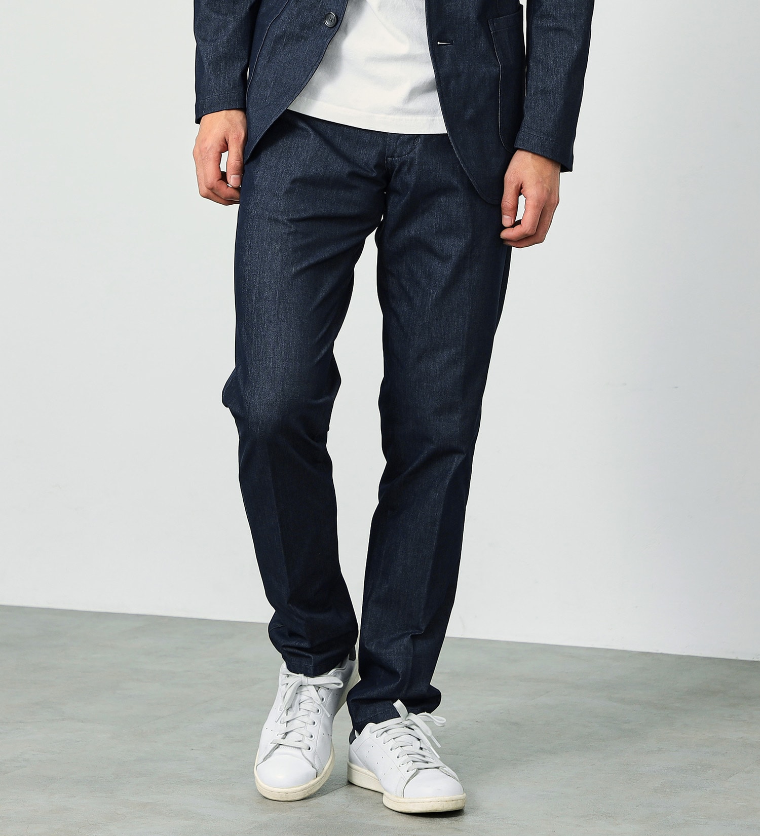 デニスラ スリムテーパード スラックス デニムパンツ ストレッチ