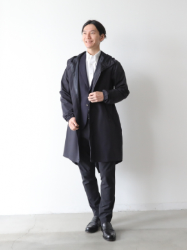 超高密度ナイロンのウォータープルーフコート/ブラック | Factelier