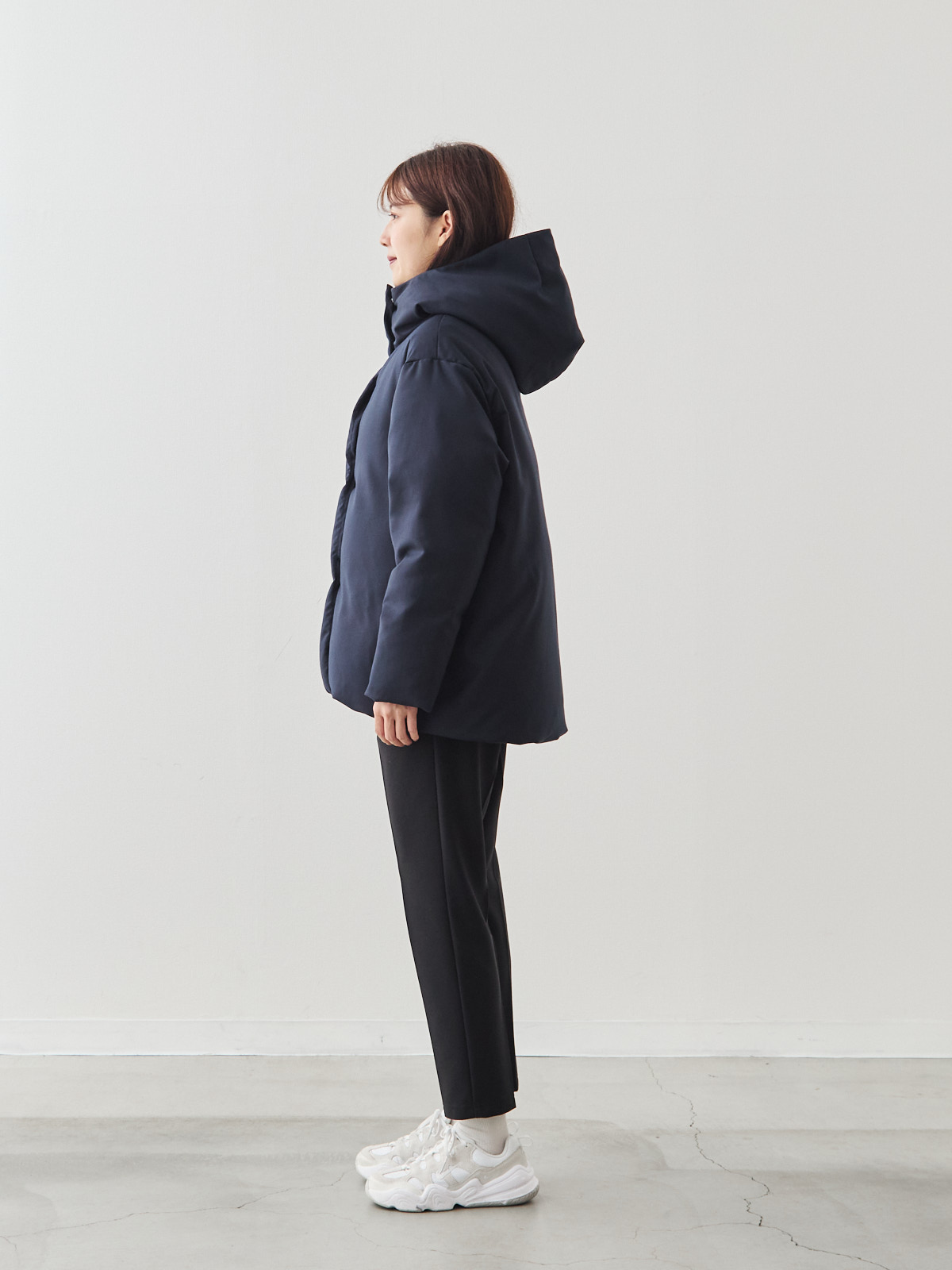 ウーリータッチ・フードダウン/ネイビー | Factelier (ファクトリエ)