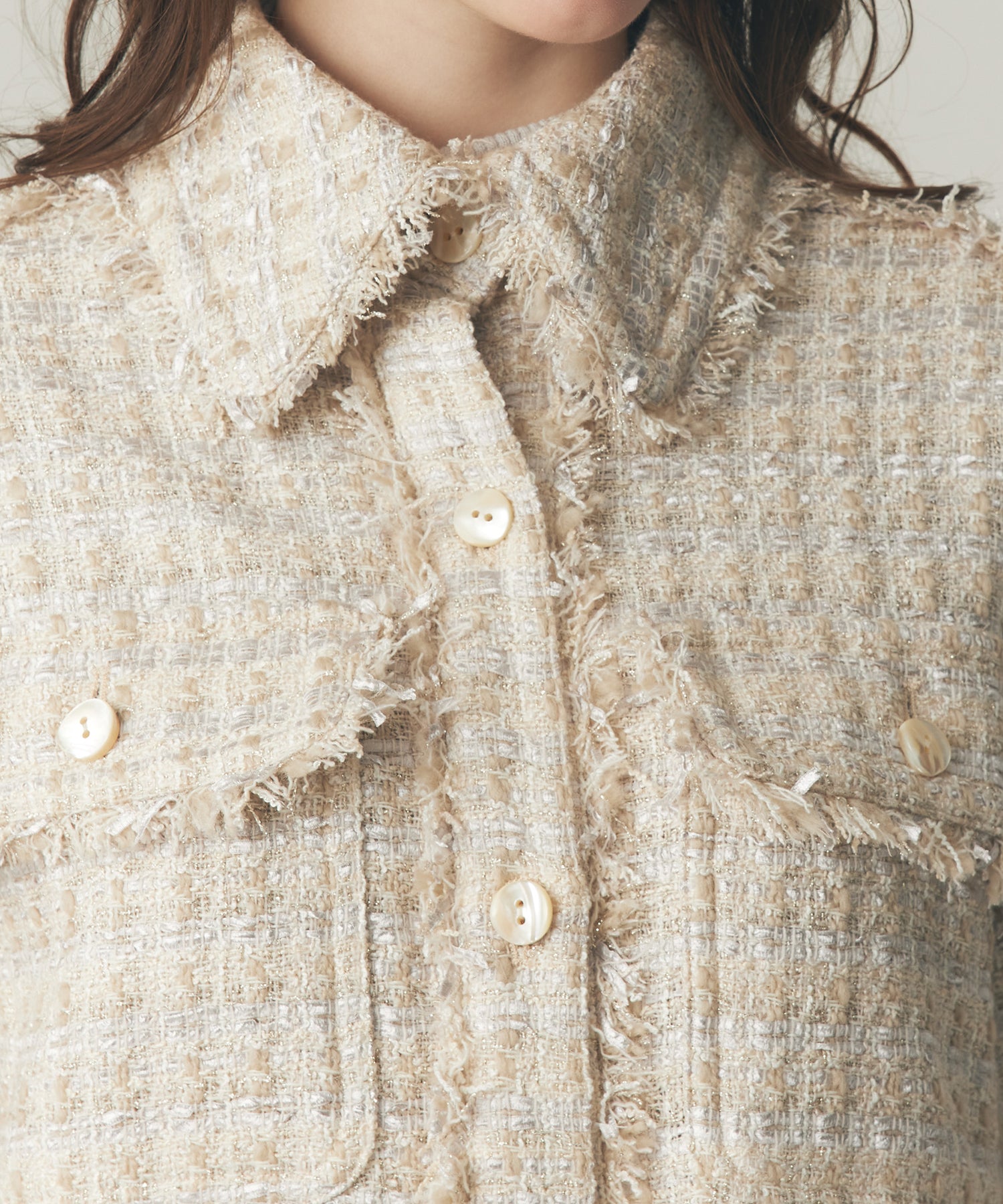 ラメmixツイードフリンジジャケット